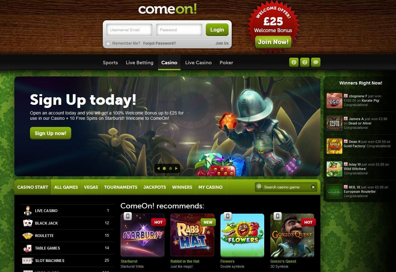 comeon site