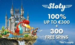100% up to €300 + 300 free spins at Sloty 100% up to €300 + 300 free spins at Sloty
